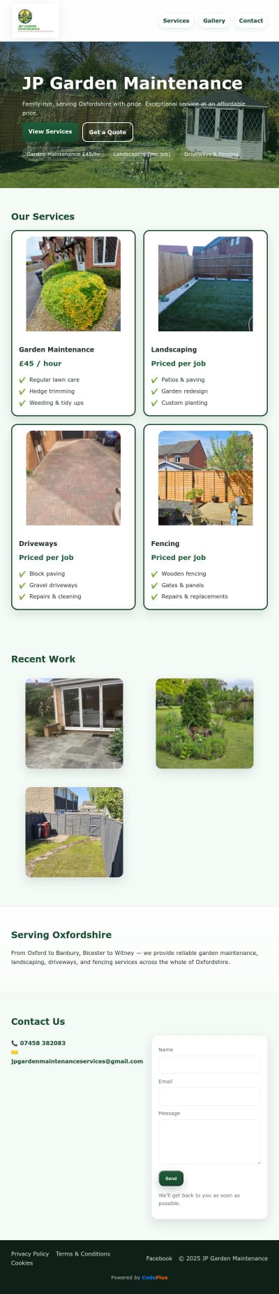 JP Garden Maintenance website